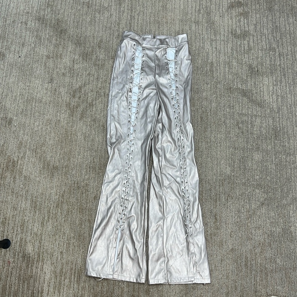 Champagne lace up pants